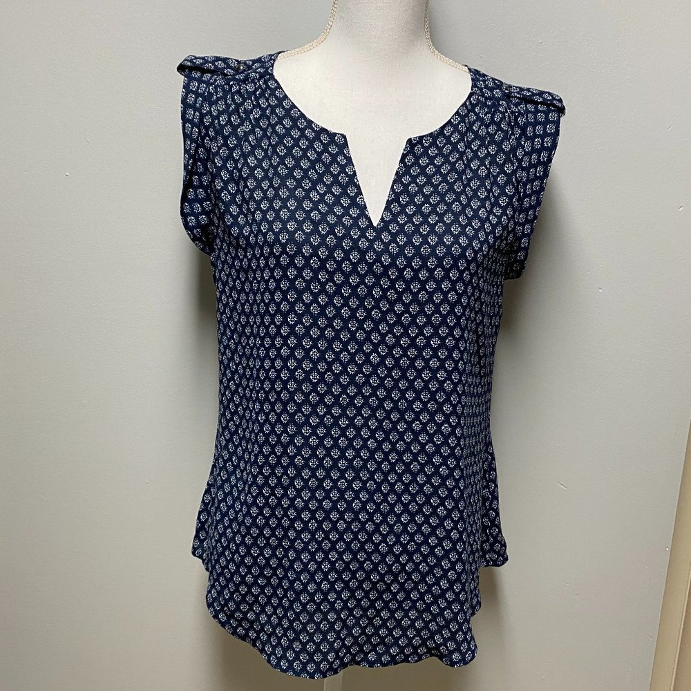 Maurices Navy and White Flowy Blouse